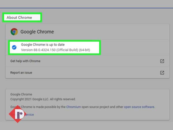 Navigate to ‘About Chrome’ to keep your browser up to date 
