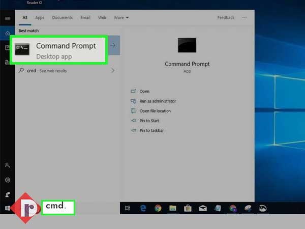 Type ‘cmd’  in the Start menu to open the Command Prompt app