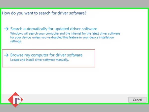 Select ‘Browse my computer for driver software’ option