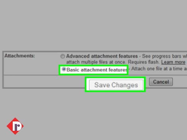 Click the “Attachments” option and switch from “Advanced attachment features” to “Basic attachment features”
