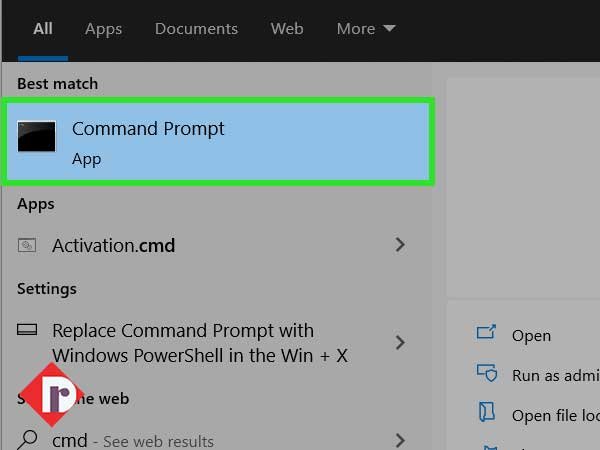 Type “cmd” in the ‘Windows Search Box’ and right-click on the ‘Command Prompt’ option