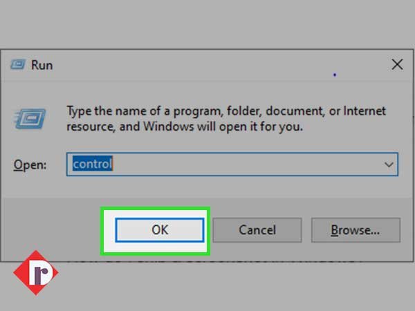 Type “Control” and click on the ‘OK’ button in ‘Windows Run Dialog Box’

