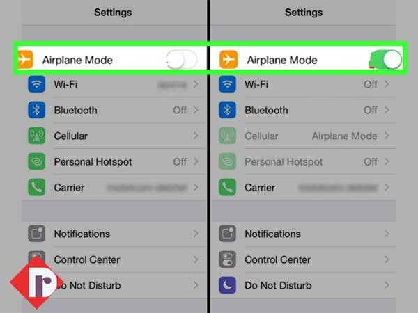 Toggle the Airplane Mode ‘On’ and ‘Off’