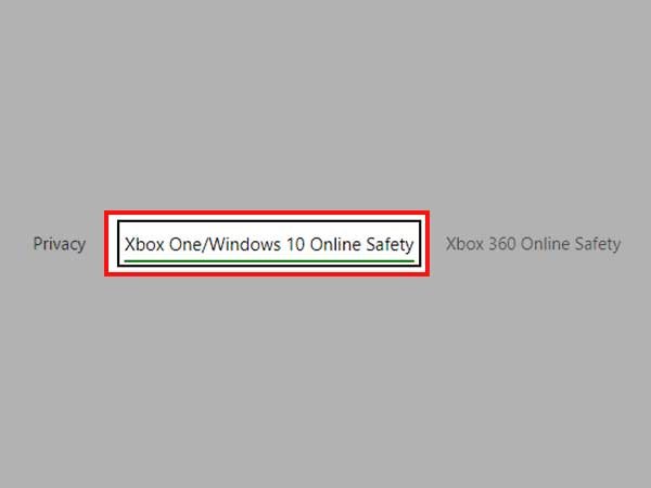 Click on the ‘Xbox One / Windows 10 Online Safety’ tab.